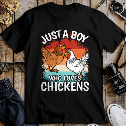 Best Farmer Life Shirt, Funny Farmer UnisexT-Shirt/Hoodie/Sweatshirt HLT00 - Just A Boy Who Loves Chickens Retro Farmer Farming Boys Kids T-Shirt
