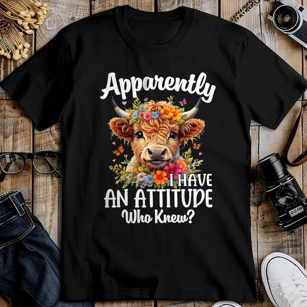 Best Farmer Life Shirt, Funny Farmer UnisexT-Shirt/Hoodie/Sweatshirt HLT00 - Apparently I Have an Attitude Who Knew Highland Cow Print T-Shirt