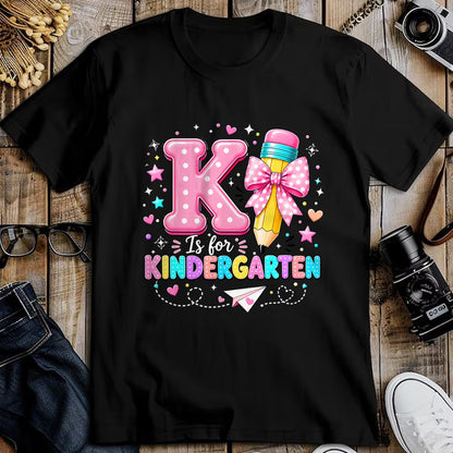 Best Teacher Shirt, Funny Teacher UnisexT-Shirt/Hoodie/Sweatshirt HLT00 - K is for Kindergarten Teacher Coquette Bow Back to School T-Shirt