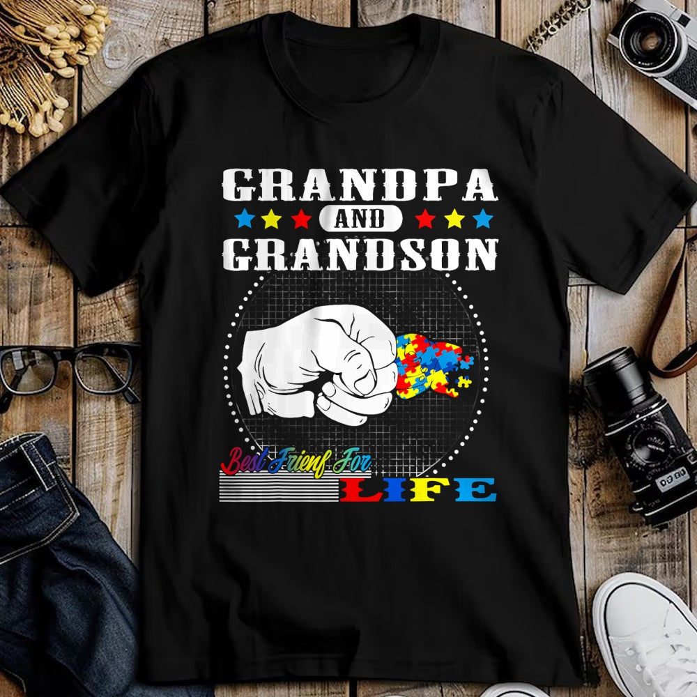 Best Grandpa Shirt, Proud Grandpa Unisex T-Shirt/Hoodie/Sweatshirt HLT00 - Autism Awareness Grandpa Grandson Best Friend for Life Gift T-Shirt