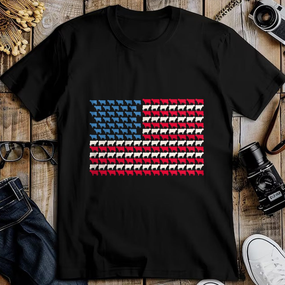 Best Farmer Life Shirt, Funny Farmer UnisexT-Shirt/Hoodie/Sweatshirt HLT00 - Cow American Flag Heifer US 4th of July Farm Cattle USA Gift T-Shirt