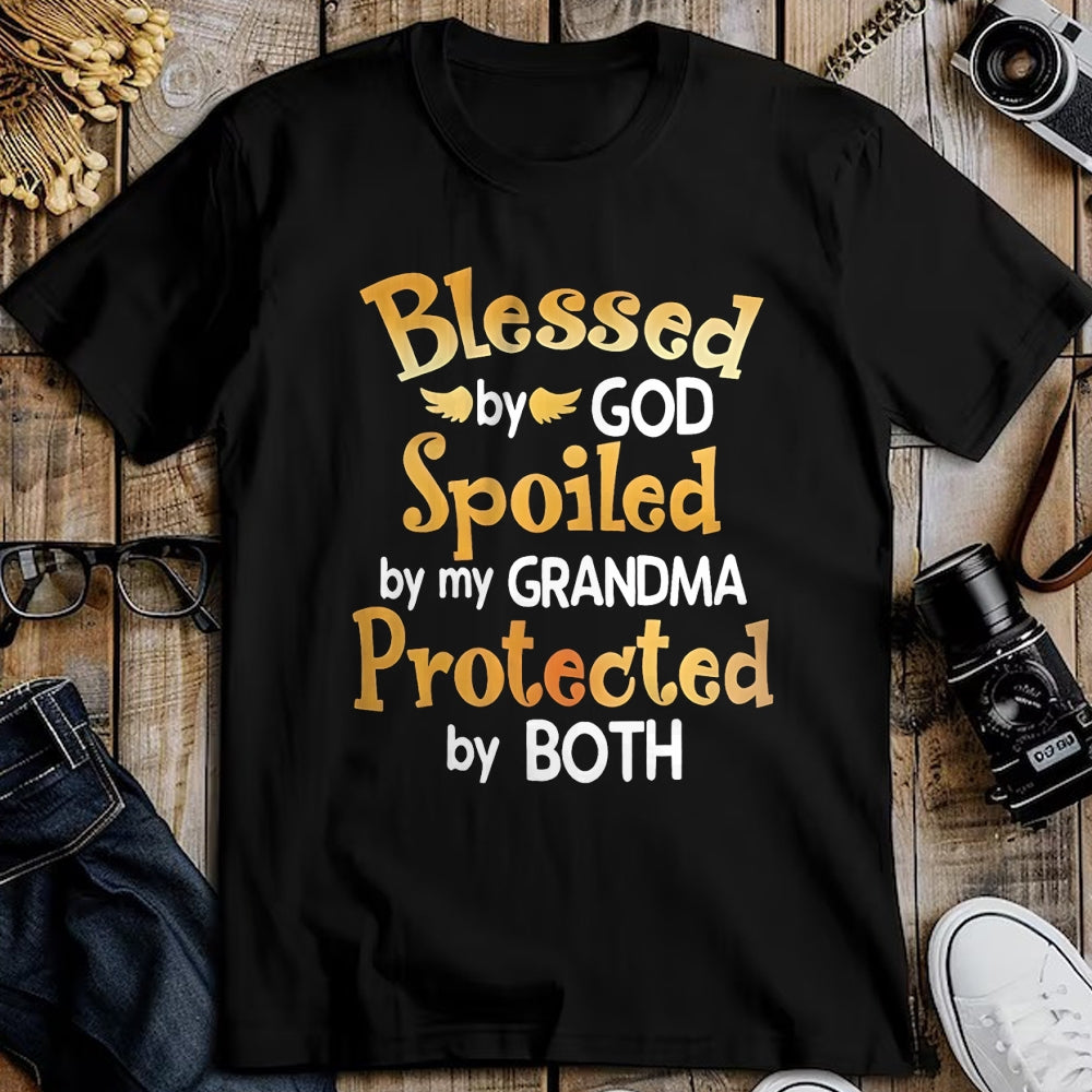 Best Grandma Shirt, Proud Grandma Unisex T-Shirt/Hoodie/Sweatshirt HLT00 - Blessed By God Spoiled By My Grandma Grandson Granddaughter T-Shirt