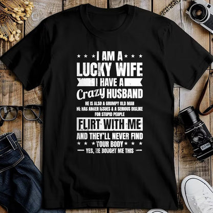 Best Wife Shirt, Wife and Husband Unisex T-Shirt/Hoodie/Sweatshirt HLT00 - Gift for wife T shirt, lucky wife   I Am A Lucky Wife Fathers Day Funny Sarcastic Women Pullover Hoo