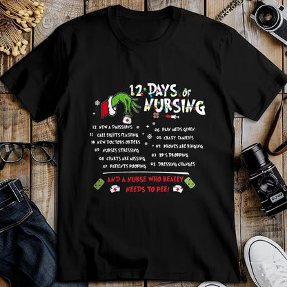 Funny Nurse Shirt, Nurse Unisex T-Shirt/Hoodie/Sweatshirt HLT00 - Nurses Merry Christmas Funny 12 Days of Nursing Xmas Women T-Shirt