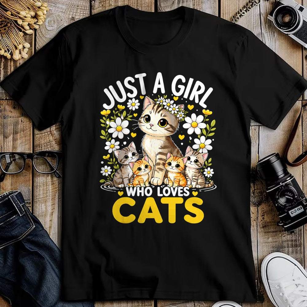 Cat Love Shirt, Funny Cat Lover Gift UnisexT-Shirt/Hoodie/Sweatshirt HLT00 - Cute Cat Lover Just A Girl Who Loves Cats T-Shirt (1)