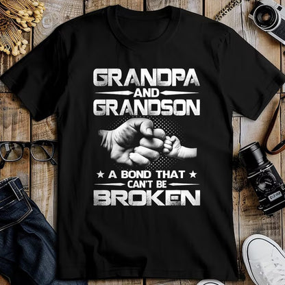 Best Grandpa Shirt, Proud Grandpa Unisex T-Shirt/Hoodie/Sweatshirt HLT00 - Grandpa And Grandson A Bond That Can't Be Broken T-Shirt