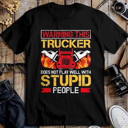 Best Truck Driver Life Shirt, Funny Trucker UnisexT-Shirt/Hoodie/Sweatshirt HLT00 - Funny Trucker Warning Semi Truck Driver Trucker T-Shirt, Men, Black, Large