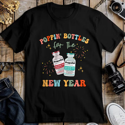 Funny Nurse Shirt, Nurse Unisex T-Shirt/Hoodie/Sweatshirt HLT00 -ICU Nurse New Year Eve Outfit Poppin Bottles ER RN CNA Nurse T-Shirt