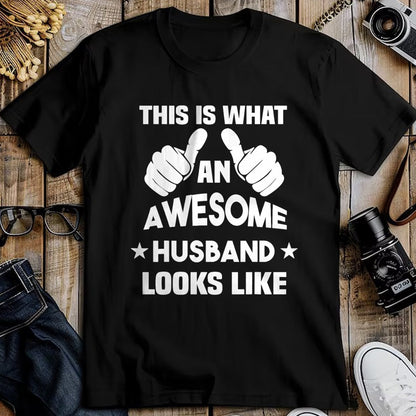 Best Wife Shirt, Wife and Husband Unisex T-Shirt/Hoodie/Sweatshirt HLT00 - This Is What An Awesome Husband Looks Like Gift T-Shirt (1)