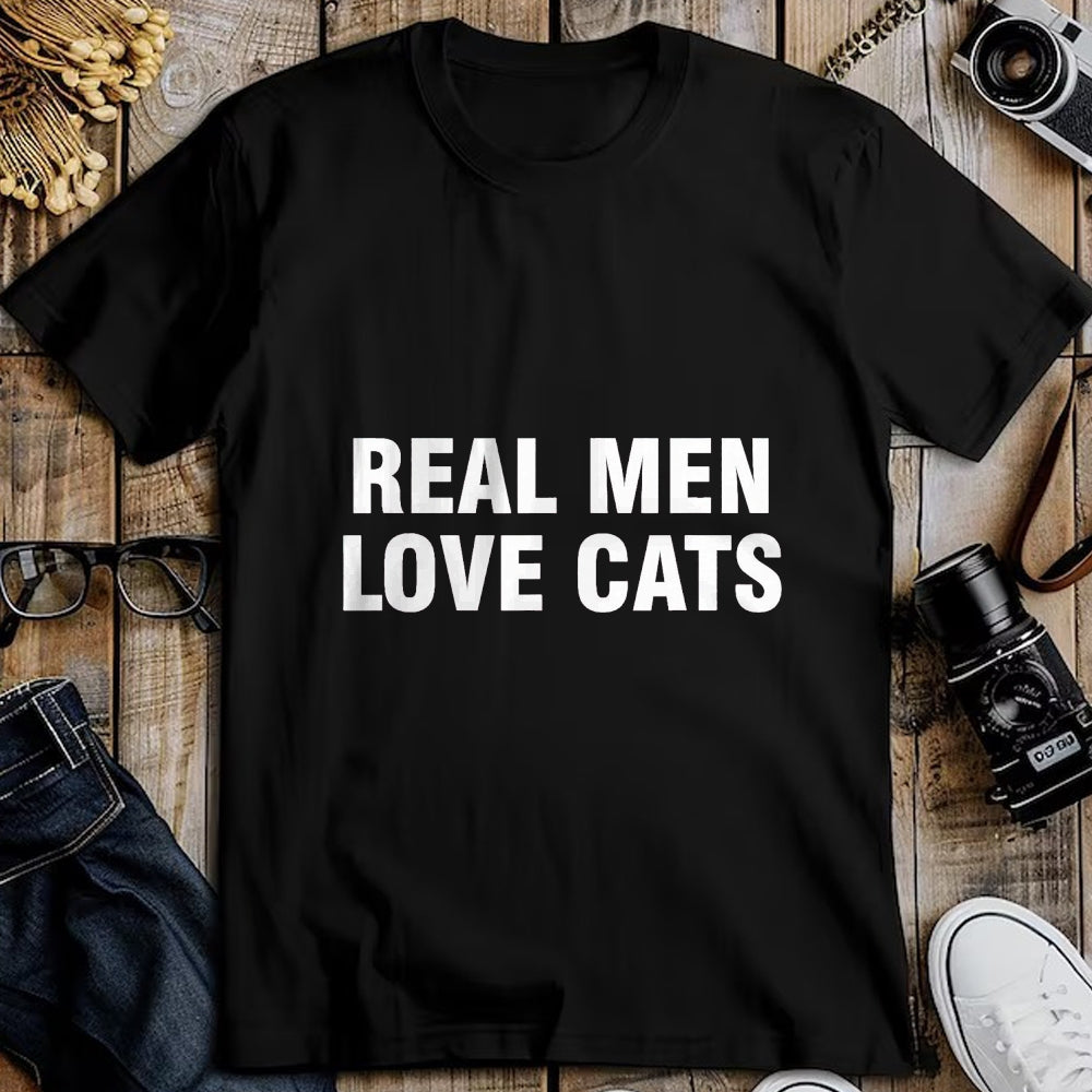 Cat Love Shirt, Funny Cat Lover Gift UnisexT-Shirt/Hoodie/Sweatshirt HLT00 - Real Men Love Cats T-Shirt, Men, Black, 3X-Large