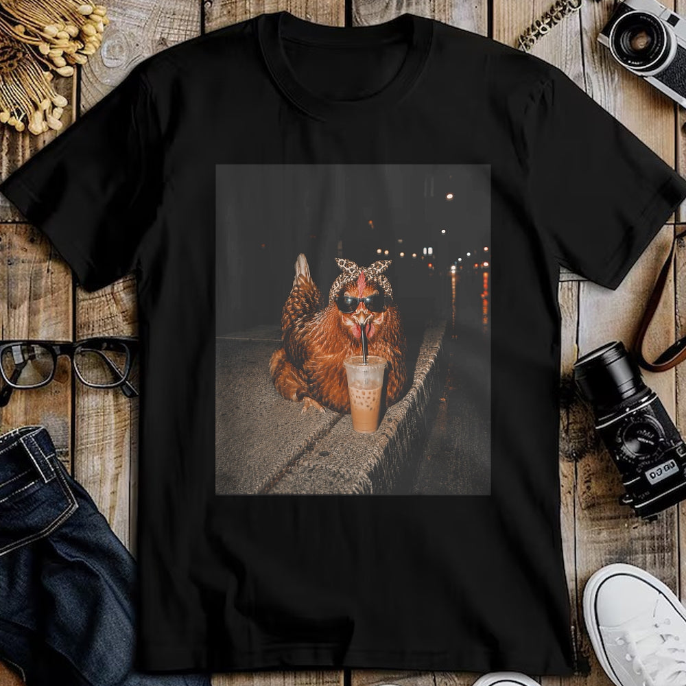 Best Farmer Life Shirt, Funny Farmer UnisexT-Shirt/Hoodie/Sweatshirt HLT00 - Chicken Drinking Iced Coffee Funny Chicken Lover Farmer T-Shirt