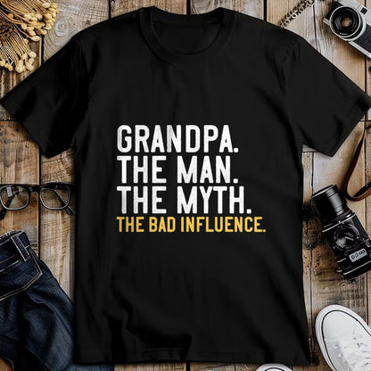 Best Grandpa Shirt, Proud Grandpa Unisex T-Shirt/Hoodie/Sweatshirt HLT00 - Father's Day Gift Grandpa The Man The Myth The Bad Influence T-Shirt (1)