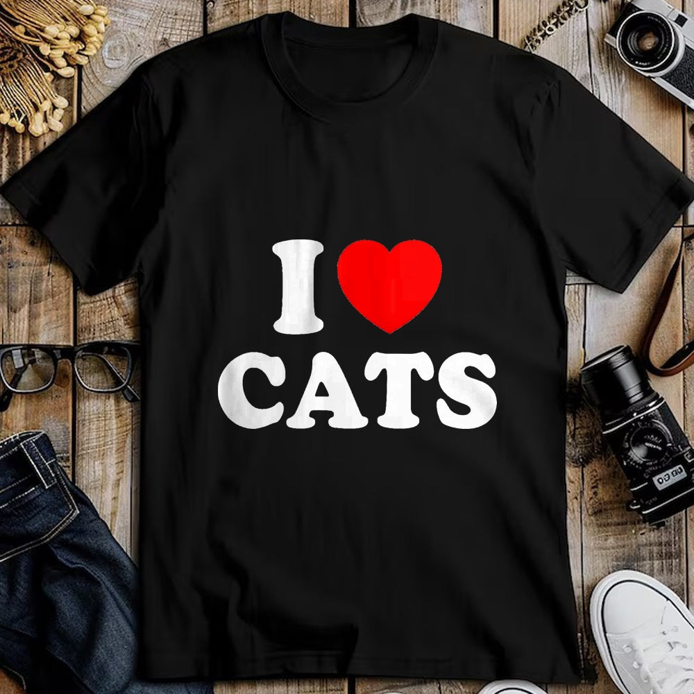 Cat Love Shirt, Funny Cat Lover Gift UnisexT-Shirt/Hoodie/Sweatshirt HLT00 - I Love Cats I Heart Cats T-Shirt, Men, Black, Small