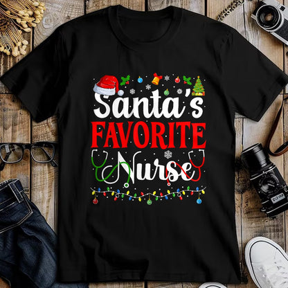Funny Nurse Shirt, Nurse Unisex T-Shirt/Hoodie/Sweatshirt HLT00 - Santa's Favorite Nurse Christmas Nursing Christmas Nurse T-Shirt