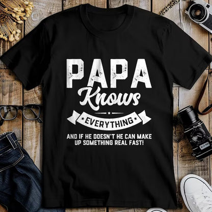 Best Grandpa Shirt, Proud Grandpa Unisex T-Shirt/Hoodie/Sweatshirt HLT00 - Papa Knows Everything 60th Gift Funny Father's Day T-Shirt (1)