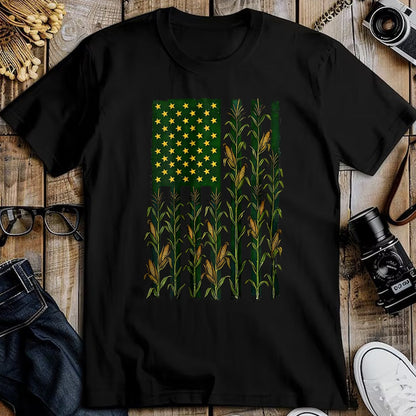Best Farmer Life Shirt, Funny Farmer UnisexT-Shirt/Hoodie/Sweatshirt HLT00 - American Flag Corn Field Farmer Patriotic (on Back) T-Shirt