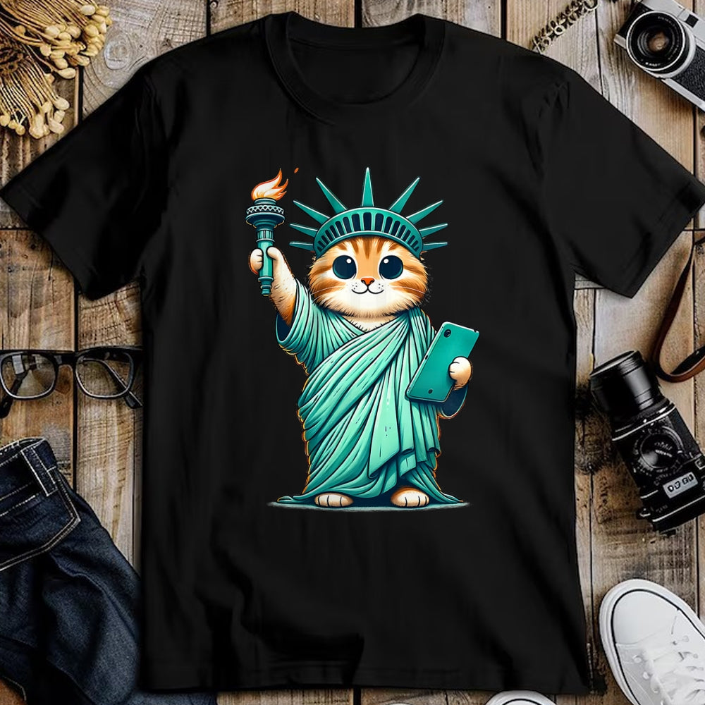 Cat Love Shirt, Funny Cat Lover Gift UnisexT-Shirt/Hoodie/Sweatshirt HLT00 - Cute Kawaii Cat Statue of Liberty I Love New York NYC T-Shirt (1)