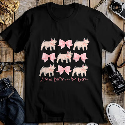 Best Farmer Life Shirt, Funny Farmer UnisexT-Shirt/Hoodie/Sweatshirt HLT00 - Coquette Bow Show Pig Livestock Pig Breeder Stock Show Mom T-Shirt