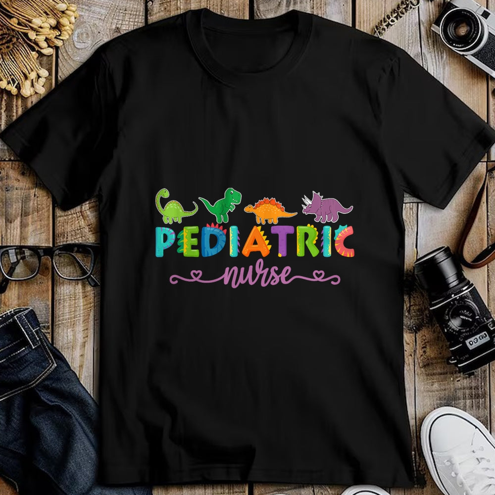 Funny Nurse Shirt, Nurse Unisex T-Shirt/Hoodie/Sweatshirt HLT00 - PICU Pediatric Nurse Dinosaurs Peds Nurse T-Shirt