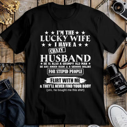Best Wife Shirt, Wife and Husband Unisex T-Shirt/Hoodie/Sweatshirt HLT00 - Gift for wife T shirt, lucky wife   I'm The Lucky Wife I Have A Crazy Husband Tank Top (1)