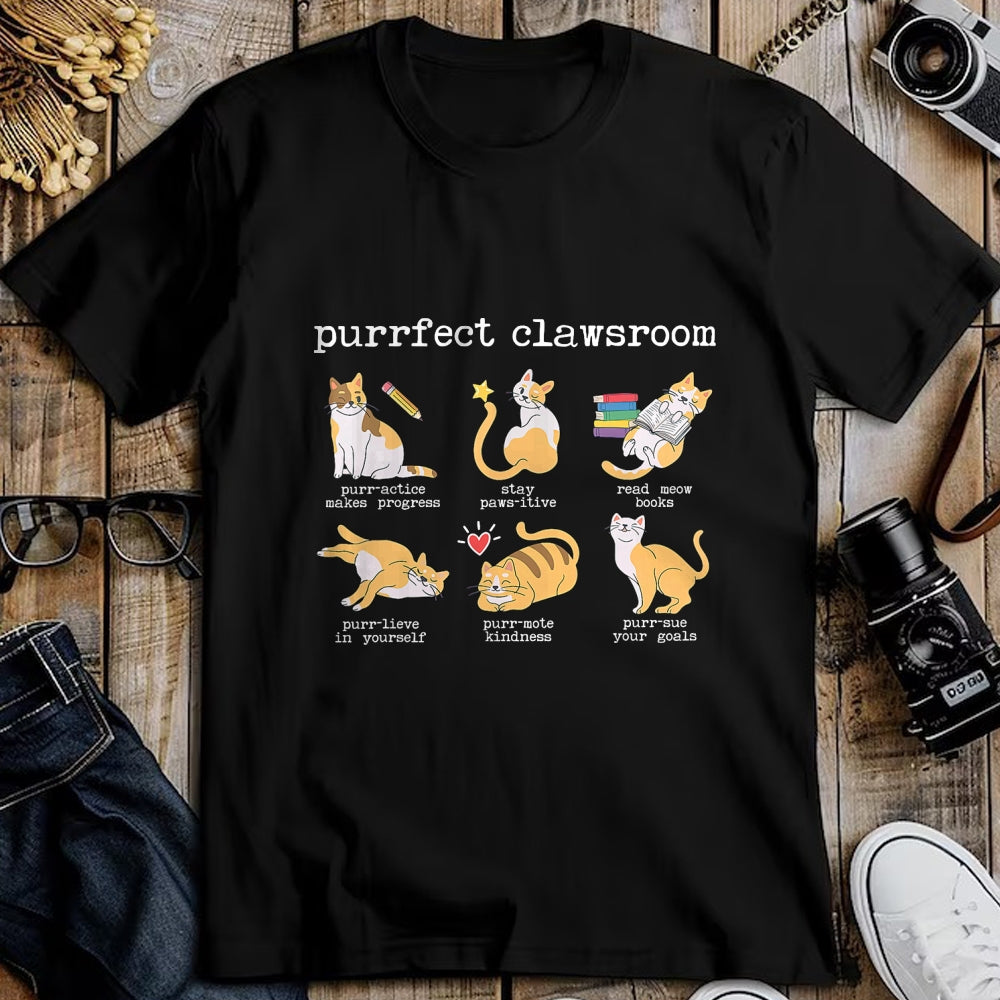Cat Love Shirt, Funny Cat Lover Gift UnisexT-Shirt/Hoodie/Sweatshirt HLT00 - Purrfect Clawsroom Puns Cat Lover Teacher Classroom Student T-Shirt