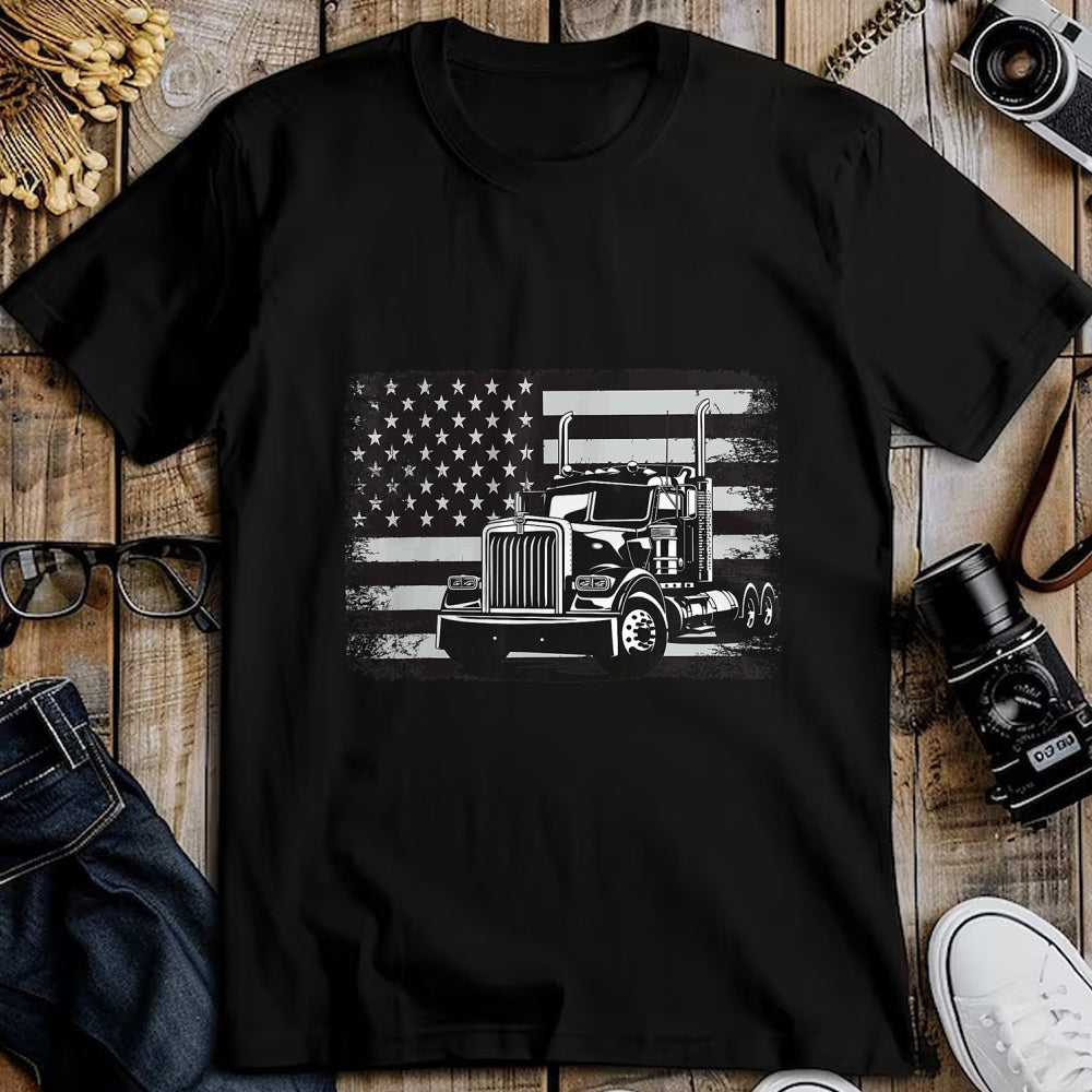 Best Truck Driver Life Shirt, Funny Trucker UnisexT-Shirt/Hoodie/Sweatshirt HLT00 - US American Flag Semi Truck Driver T-Shirt (5)