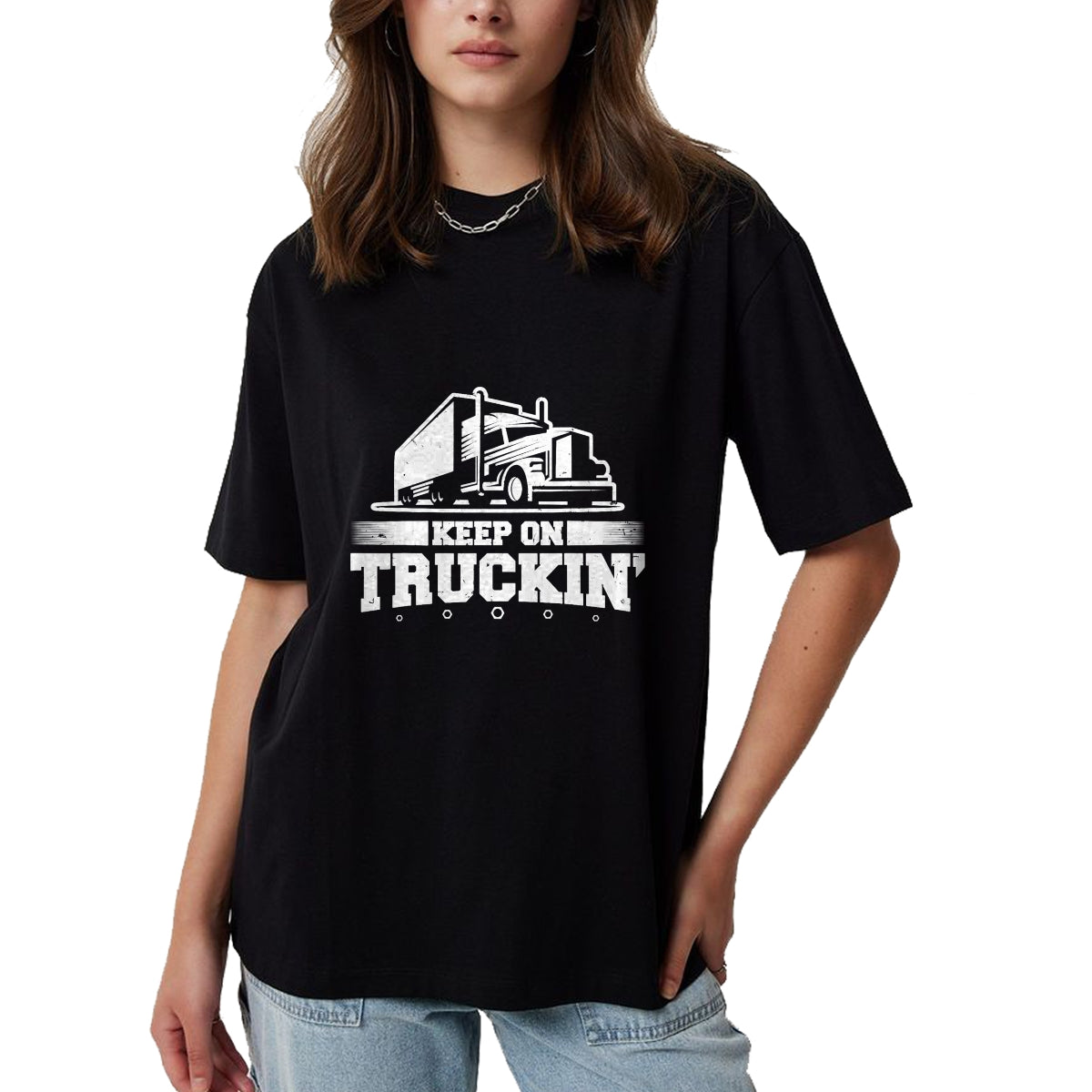 Best Truck Driver Life Shirt, Funny Trucker UnisexT-Shirt/Hoodie/Sweatshirt HLT00 - Trucker Truck Driver Keep On Truckin 18 Wheeler T-Shirt (1)