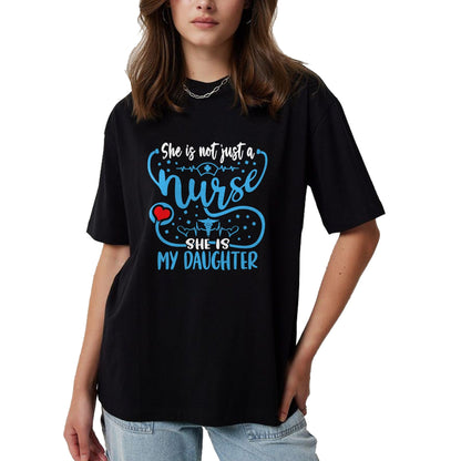 Funny Nurse Shirt, Nurse Unisex T-Shirt/Hoodie/Sweatshirt HLT00 - My Daughter Is A Nurse Proud Nurse's Mom Dad RN LPN Family T-Shirt (5)