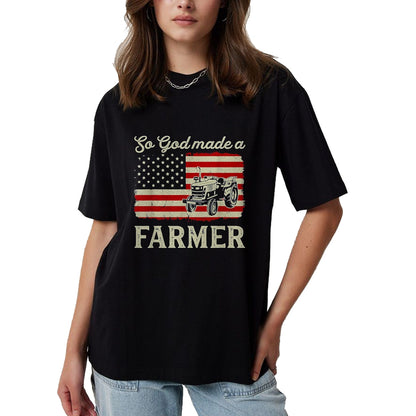 Best Farmer Life Shirt, Funny Farmer UnisexT-Shirt/Hoodie/Sweatshirt HLT00 - Vintage Old American Flag Patriotic So God Made A Farmer T-Shirt, Youth, Olive Green, Medium