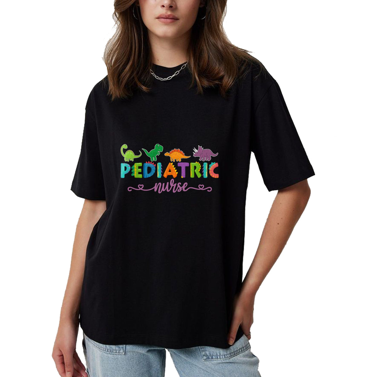 Funny Nurse Shirt, Nurse Unisex T-Shirt/Hoodie/Sweatshirt HLT00 - PICU Pediatric Nurse Dinosaurs Peds Nurse T-Shirt