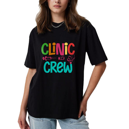 Funny Nurse Shirt, Nurse Unisex T-Shirt/Hoodie/Sweatshirt HLT00 - Retro Clinic Crew For School Nurse Crew Girl Women Mama Wife T-Shirt