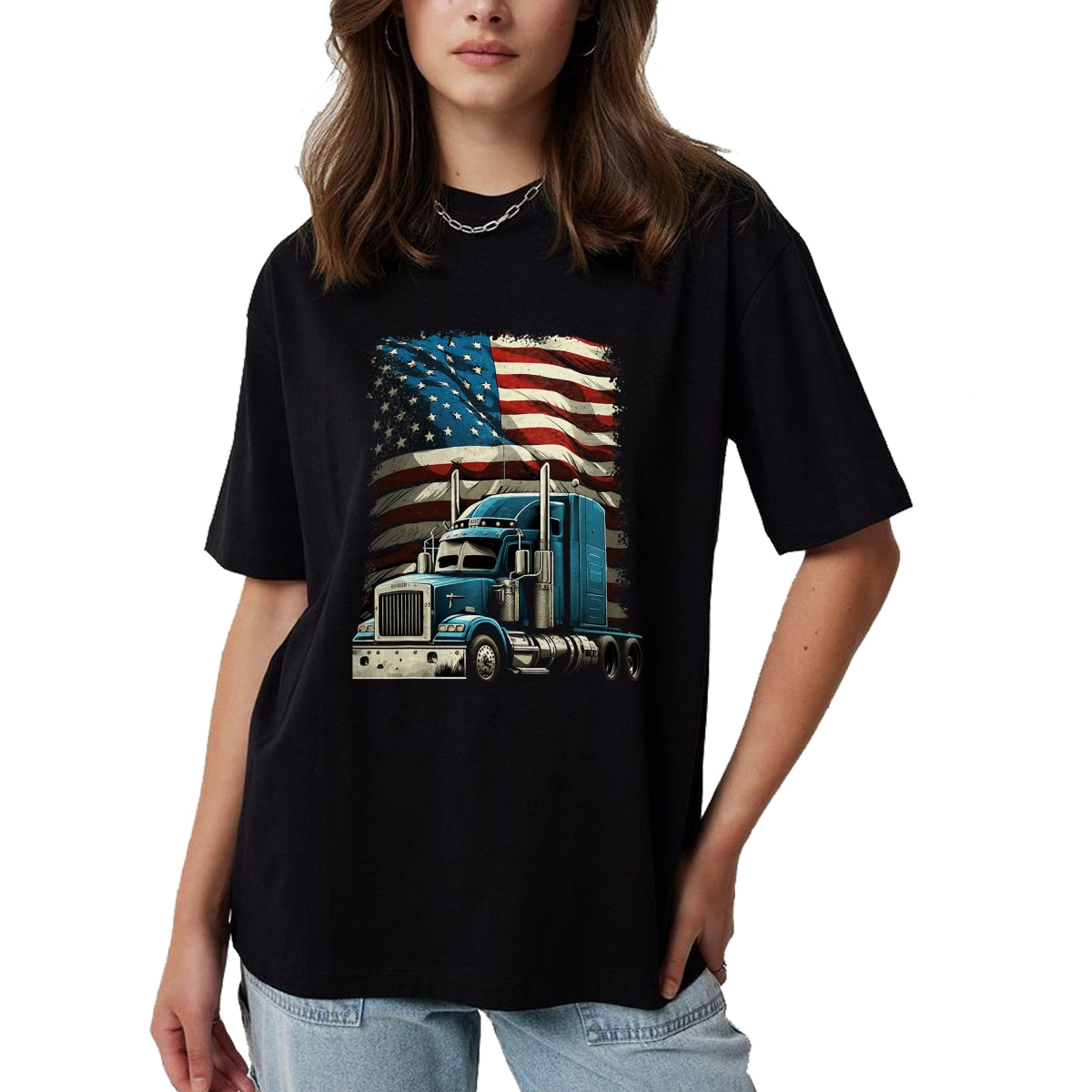 Best Truck Driver Life Shirt, Funny Trucker UnisexT-Shirt/Hoodie/Sweatshirt HLT00 - Trucker US American Flag For Patriotic Truck Driver T-Shirt