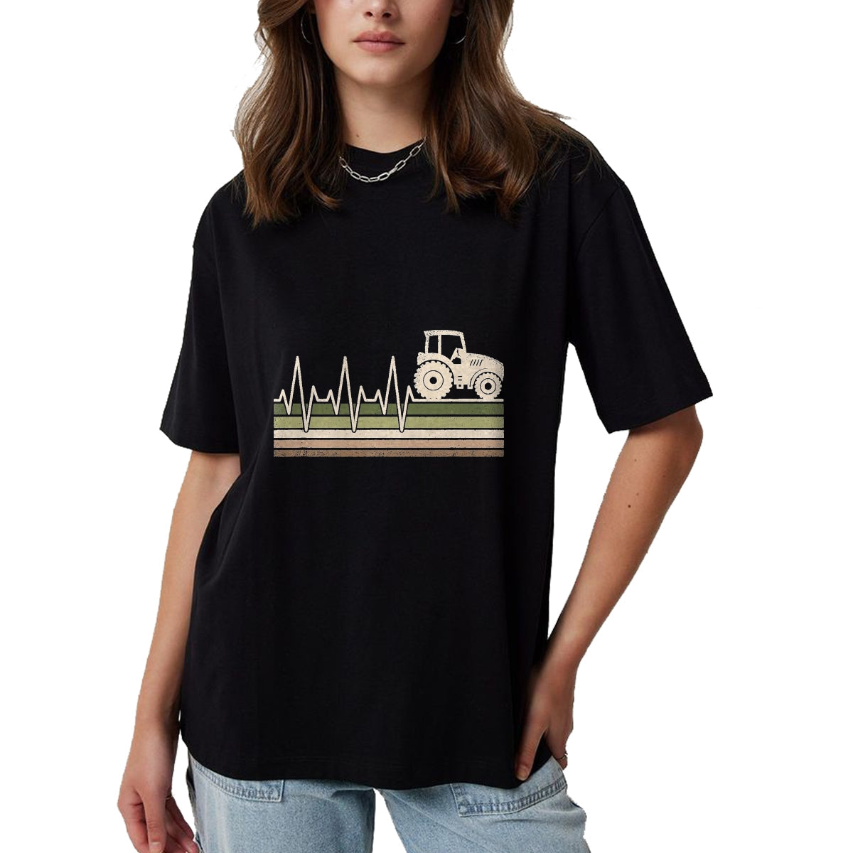 Best Farmer Life Shirt, Funny Farmer UnisexT-Shirt/Hoodie/Sweatshirt HLT00 - Vintage Tractor Heartbeat Farmer Farming Men T-Shirt, Men, Black, 3X-Large