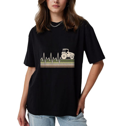 Best Farmer Life Shirt, Funny Farmer UnisexT-Shirt/Hoodie/Sweatshirt HLT00 - Vintage Tractor Heartbeat Farmer Farming Men T-Shirt, Men, Black, 3X-Large