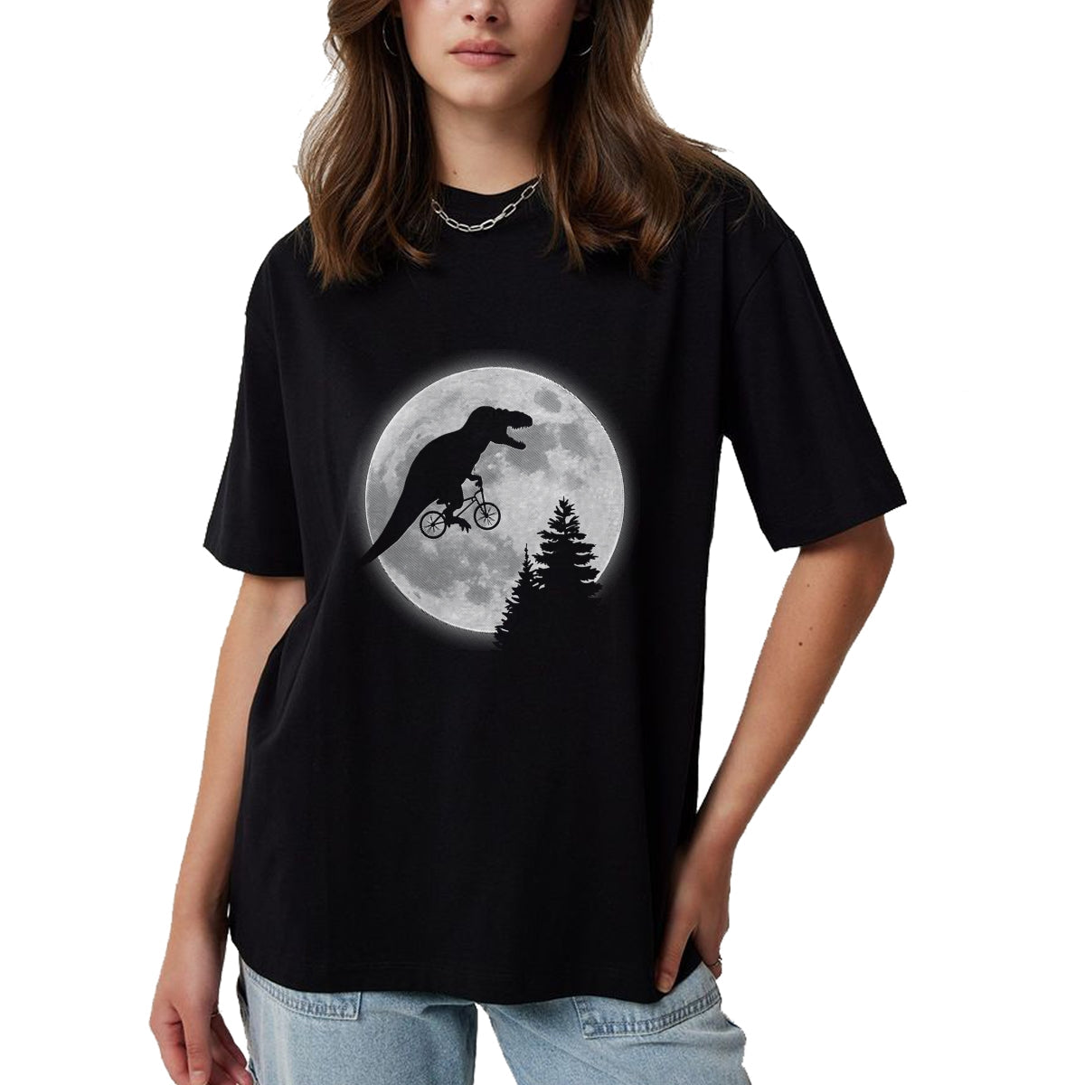 Best Dinosaur Lover Shirt, Funny Dinosaur UnisexT-Shirt/Hoodie/Sweatshirt HLT00 - T-rex Bike Moon  Dinosaur Moon Bike T-Shirt