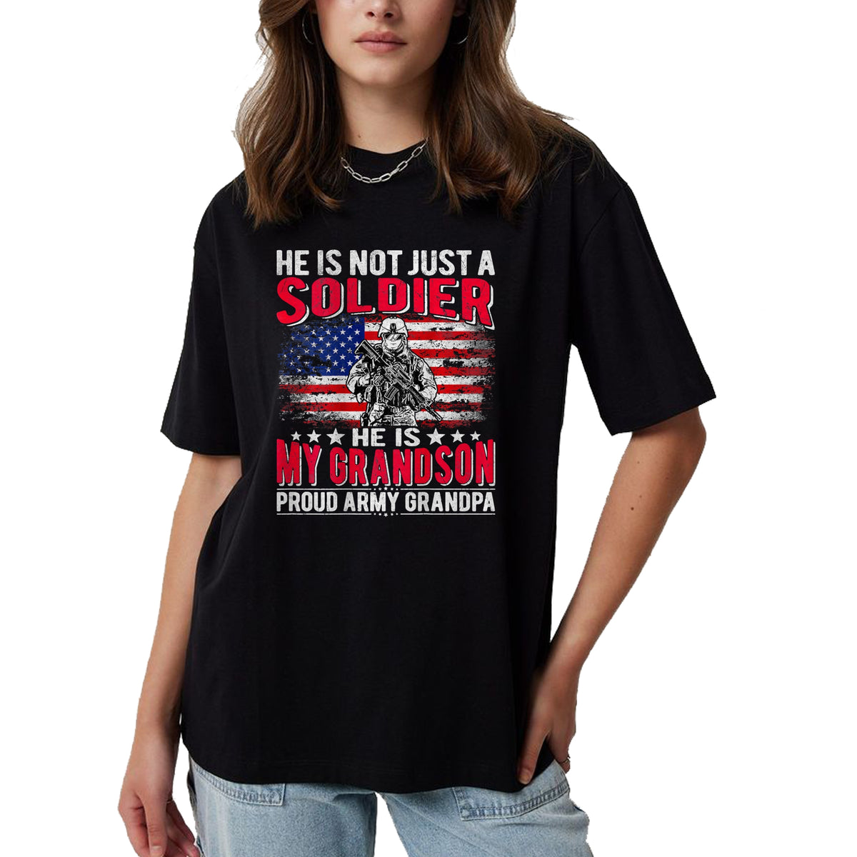 Best Grandpa Shirt, Proud Grandpa Unisex T-Shirt/Hoodie/Sweatshirt HLT00 - My Grandson Is A Soldier Hero Proud Army Grandpa Grandfather T-Shirt