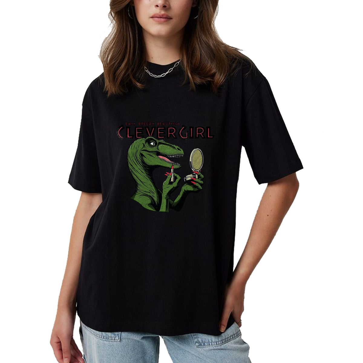 Best Dinosaur Lover Shirt, Funny Dinosaur UnisexT-Shirt/Hoodie/Sweatshirt HLT00 - Easy Breezy Beautiful Clever Girl Dinosaur T-Shirt
