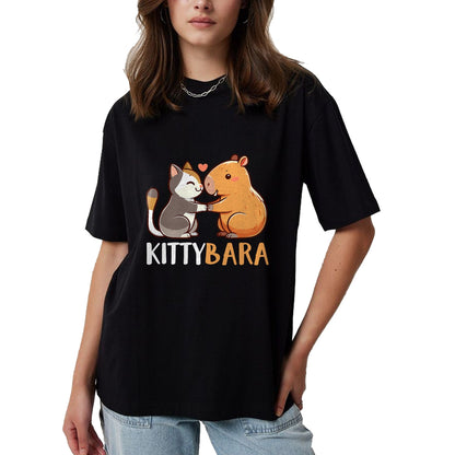 Cat Love Shirt, Funny Cat Lover Gift UnisexT-Shirt/Hoodie/Sweatshirt HLT00 - Kittybara Love Capybara Cat Costume T-Shirt, Small, Black