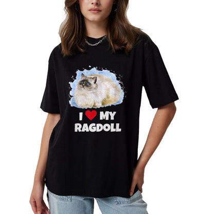 Cat Love Shirt, Funny Cat Lover Gift UnisexT-Shirt/Hoodie/Sweatshirt HLT00 - I Love My Ragdoll Cat T-Shirt T-Shirt, Girls, Red, Small