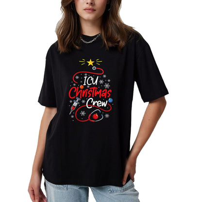 Funny Nurse Shirt, Nurse Unisex T-Shirt/Hoodie/Sweatshirt HLT00 - Nurse ICU Christmas Crew Nursing Christmas lights T-Shirt