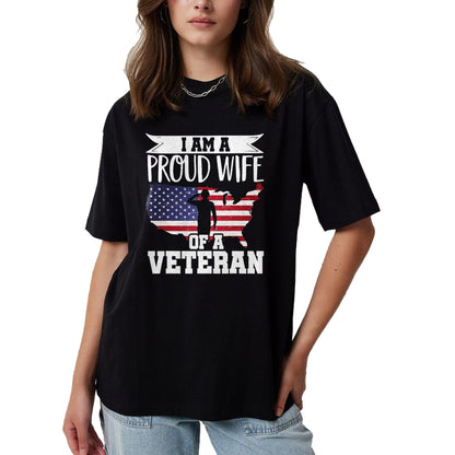 Best Wife Shirt, Wife and Husband Unisex T-Shirt/Hoodie/Sweatshirt HLT00 - Gift for wife T shirt, lucky wife   Proud Wife Of Veteran Nothing Scares Patriotic Veterans Day T-Sh