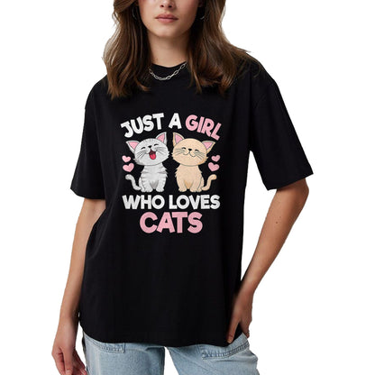 Cat Love Shirt, Funny Cat Lover Gift UnisexT-Shirt/Hoodie/Sweatshirt HLT00 - Just A Girl Who Loves Cats Cute Cat Lover Kitty Girls Kids T-Shirt (1)