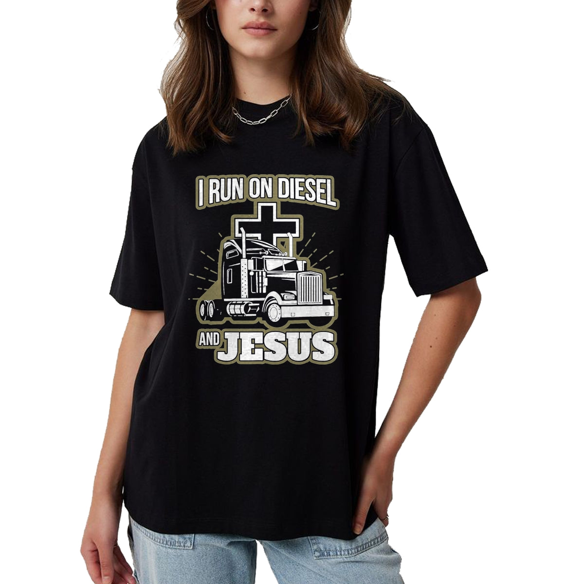 Best Truck Driver Life Shirt, Funny Trucker UnisexT-Shirt/Hoodie/Sweatshirt HLT00 - Jesus Truck Driver Christian Trucker T-Shirt, Men, Black, 3X-Large
