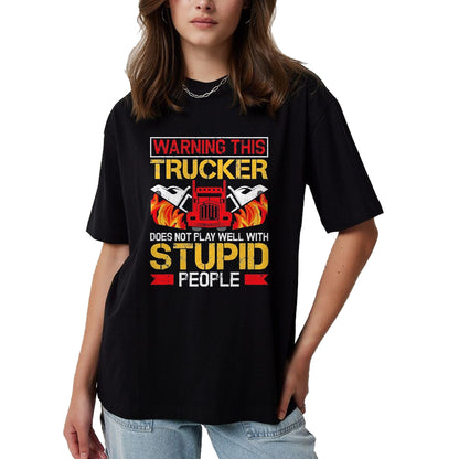 Best Truck Driver Life Shirt, Funny Trucker UnisexT-Shirt/Hoodie/Sweatshirt HLT00 - Funny Trucker Warning Semi Truck Driver Trucker T-Shirt, Men, Black, Large