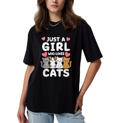 Cat Love Shirt, Funny Cat Lover Gift UnisexT-Shirt/Hoodie/Sweatshirt HLT00 - Cat Just A Girl Who Loves Cats T-Shirt (1)