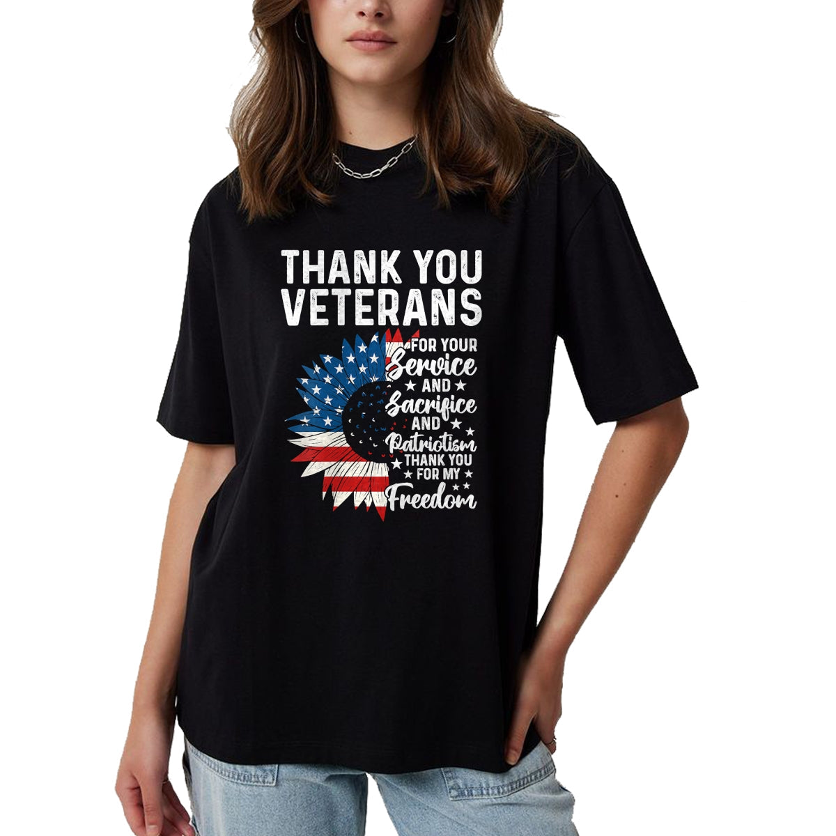 Proud Veteran Shirt, Funny Veteran UnisexT-Shirt/Hoodie/Sweatshirt HLT00 - Womens Thank You Veterans for Your Service and Sacrifice US Veteran V-Neck T-Shirt