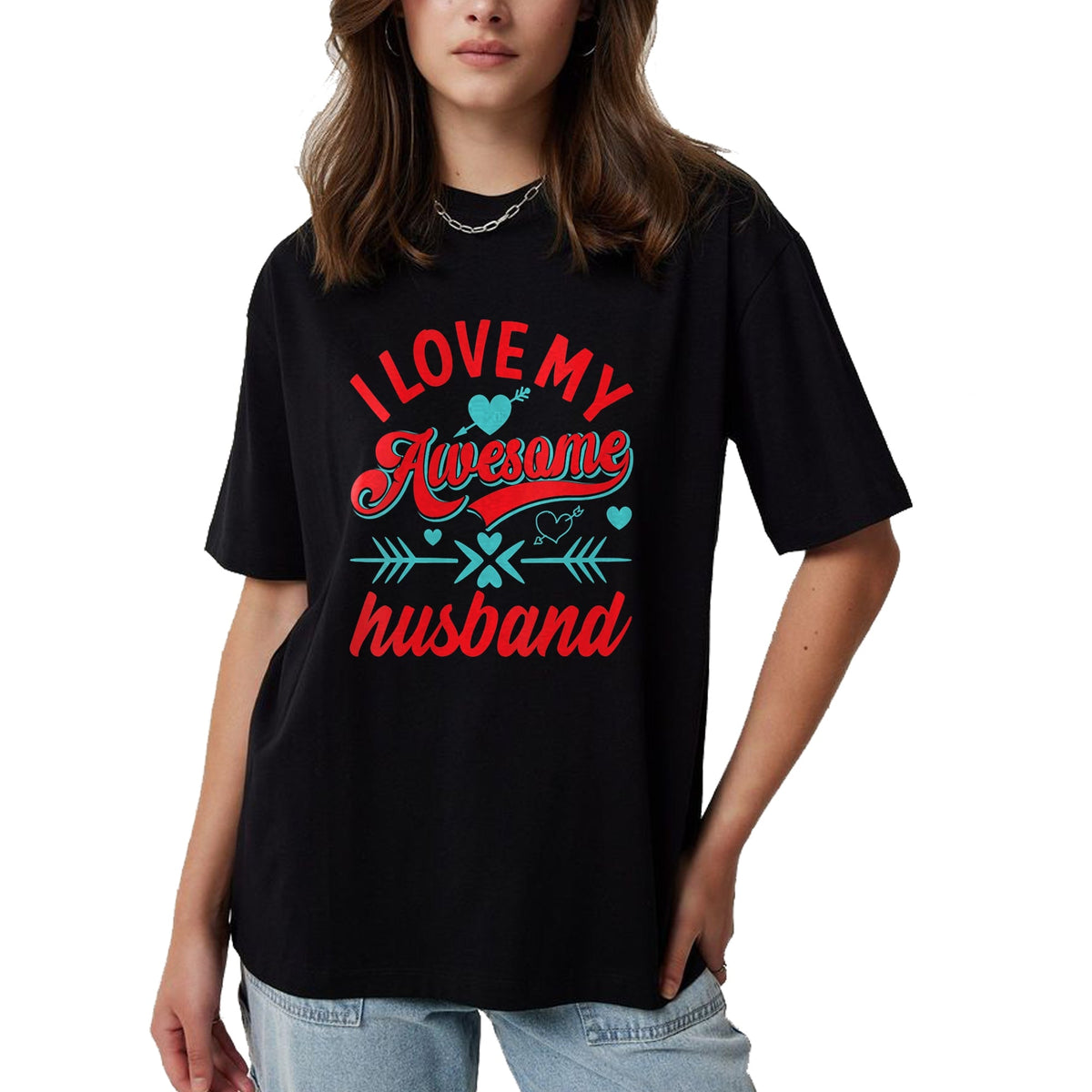 Best Wife Shirt, Wife and Husband Unisex T-Shirt/Hoodie/Sweatshirt HLT00 - Womens I Love My Awesome Husband Womens Husband Anniversary V-Neck T-Shirt