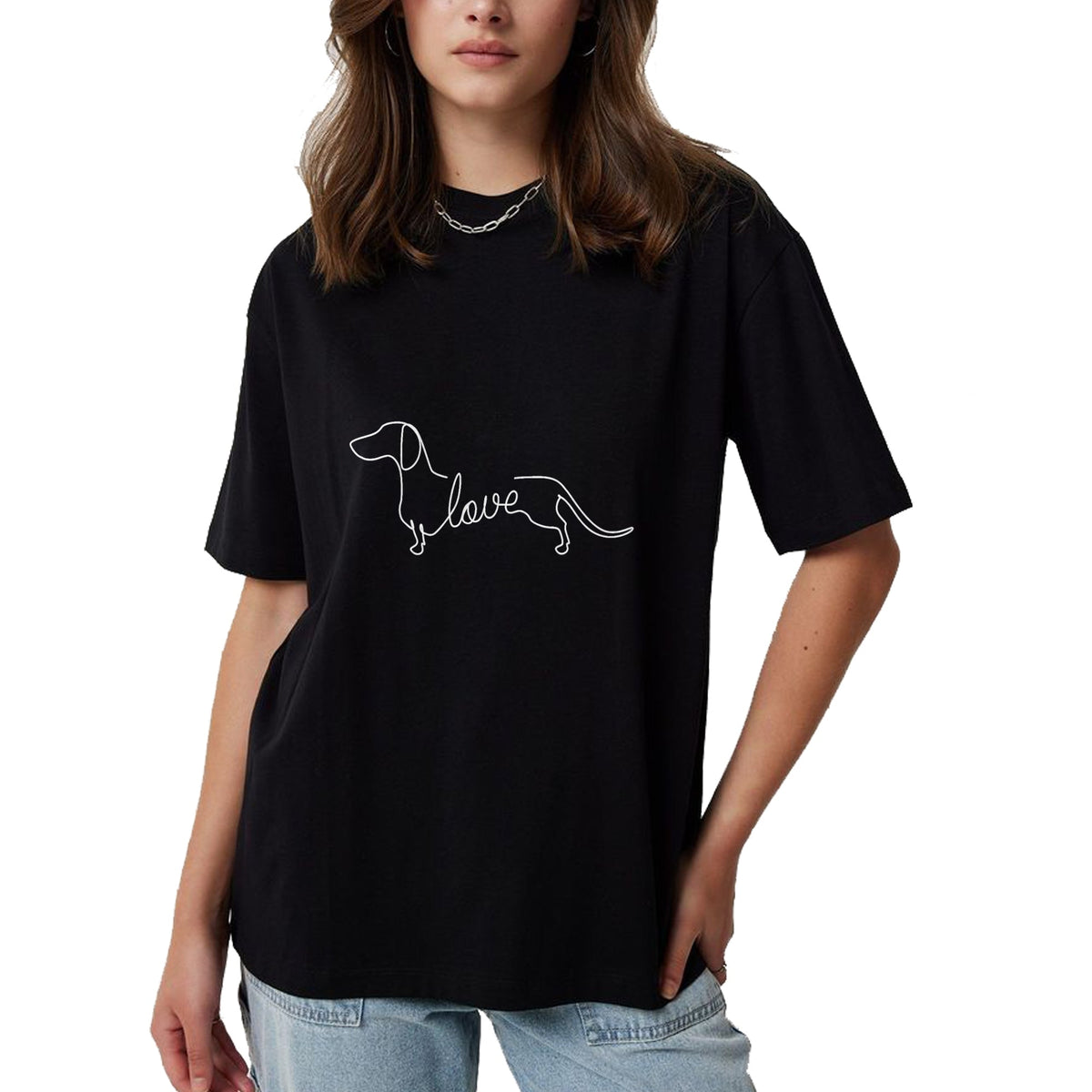 Dog Love Shirt, Dog Lover Gift T-Shirt/Hoodie/Sweatshirt HLT00 - Dachshund Chiweenie Wiener Dog Love Sketch Art Dog T-Shirt