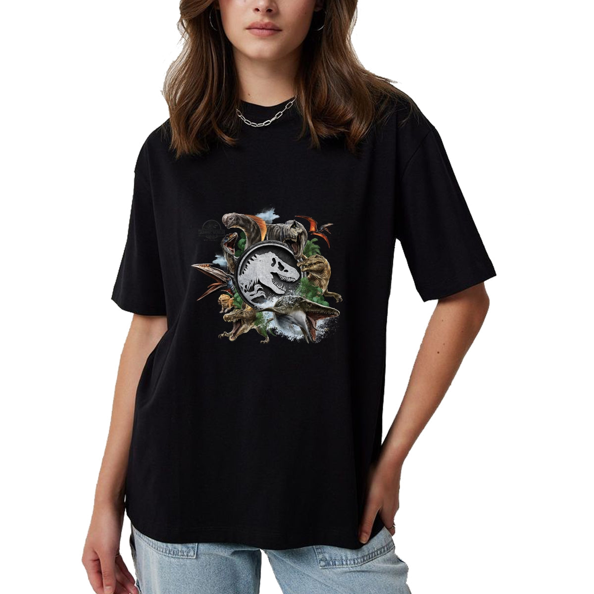 Best Dinosaur Lover Shirt, Funny Dinosaur UnisexT-Shirt/Hoodie/Sweatshirt HLT00 - Jurassic World Rebirth Circle Logo Dinosaurs T-Shirt