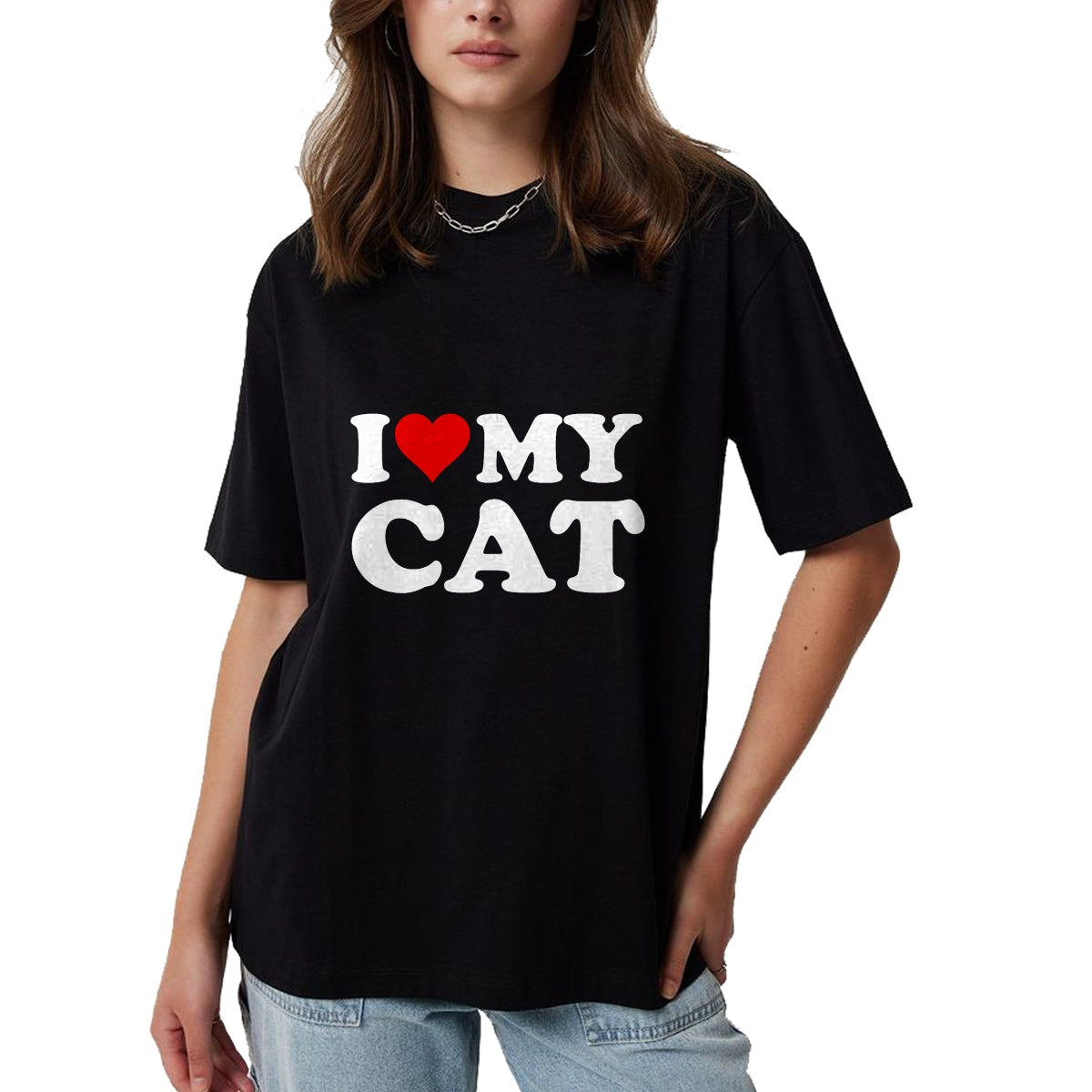 Cat Love Shirt, Funny Cat Lover Gift UnisexT-Shirt/Hoodie/Sweatshirt HLT00 - Red Heart I Love My Cat T-Shirt (1)
